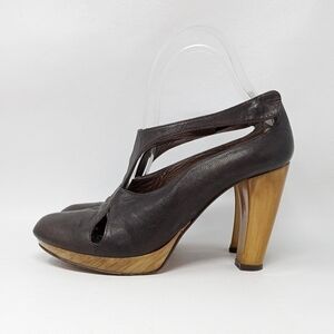 Armand Basi Brown Leather Cut Out Heels, Women's Size EU 37 / US 7
